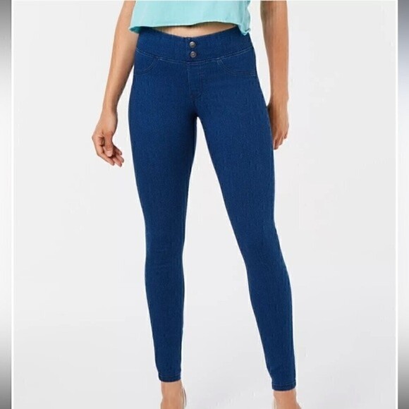 New HUE Women’s Original Smoothing Denim Leggings pants blue XS - Picture 1 of 5